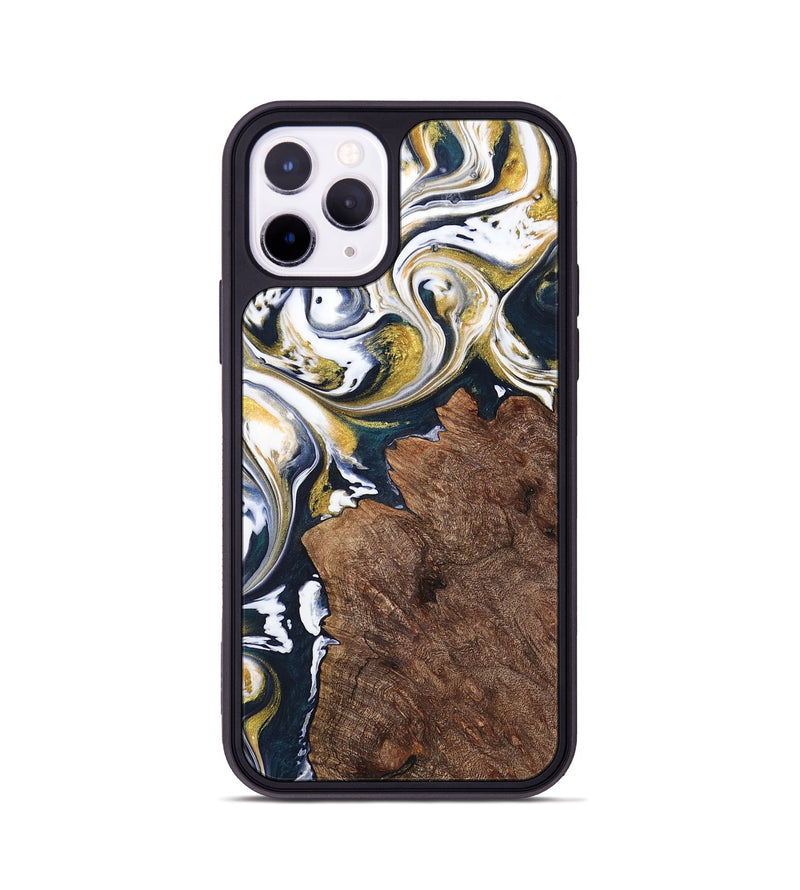 iPhone 11 Pro Wood+Resin Phone Case - Clay (Teal & Gold, 701391)