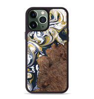 iPhone 13 Pro Max Wood+Resin Phone Case - Clay (Teal & Gold, 701391)