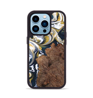 iPhone 14 Pro Wood+Resin Phone Case - Clay (Teal & Gold, 701391)
