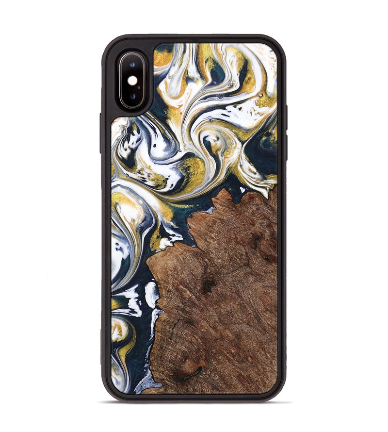 iPhone Xs Max Wood+Resin Phone Case - Clay (Teal & Gold, 701391)