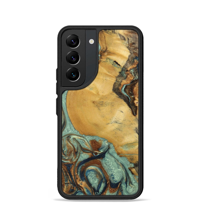 Galaxy S22 Wood+Resin Phone Case - Walker (Teal & Gold, 701410)