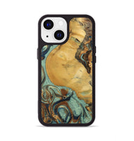 iPhone 13 Wood+Resin Phone Case - Walker (Teal & Gold, 701410)