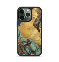 iPhone 13 Pro Wood+Resin Phone Case - Walker (Teal & Gold, 701410)