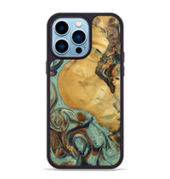 iPhone 14 Pro Max Wood+Resin Phone Case - Walker (Teal & Gold, 701410)