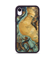 iPhone Xr Wood+Resin Phone Case - Walker (Teal & Gold, 701410)