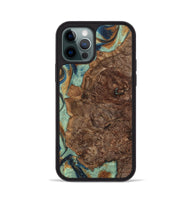iPhone 12 Pro Wood+Resin Phone Case - Gwen (Teal & Gold, 701413)