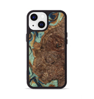 iPhone 13 Wood+Resin Phone Case - Gwen (Teal & Gold, 701413)