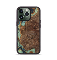 iPhone 13 Pro Wood+Resin Phone Case - Gwen (Teal & Gold, 701413)