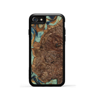 iPhone SE Wood+Resin Phone Case - Gwen (Teal & Gold, 701413)