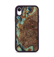 iPhone Xr Wood+Resin Phone Case - Gwen (Teal & Gold, 701413)