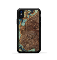 iPhone Xs Wood+Resin Phone Case - Gwen (Teal & Gold, 701413)