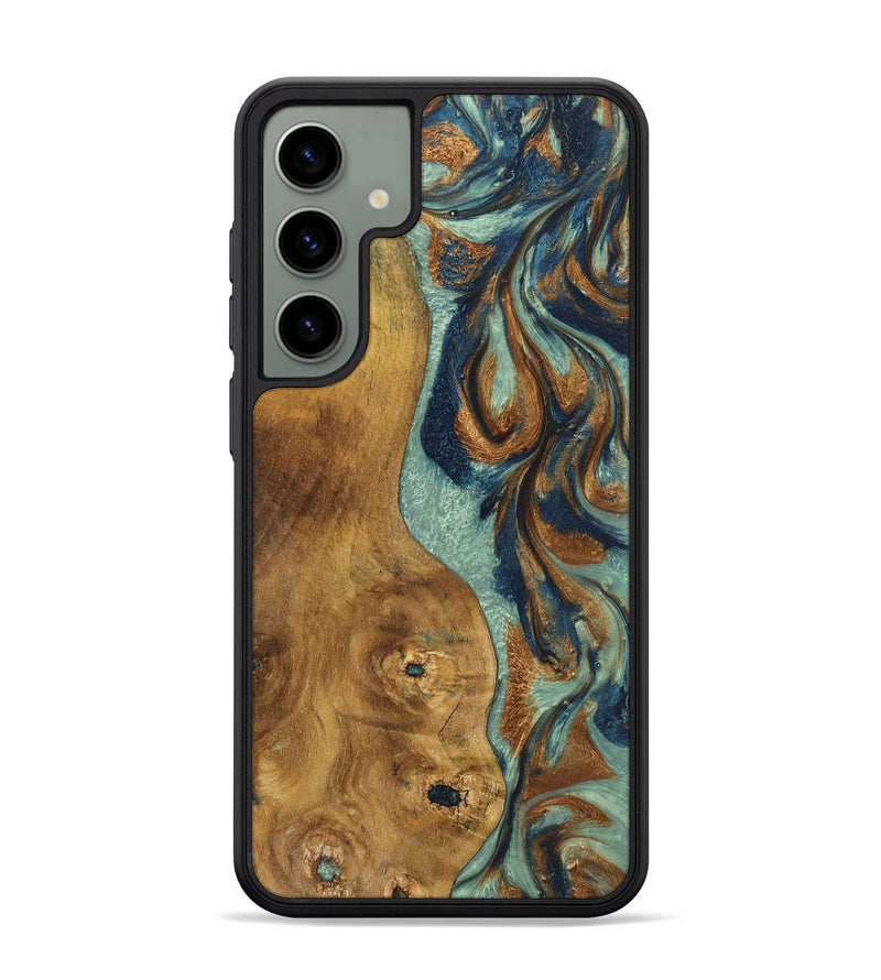 Galaxy S24 Plus Wood+Resin Phone Case - Latasha (Teal & Gold, 701416)