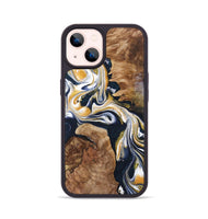 iPhone 14 Wood+Resin Phone Case - Tucker (Teal & Gold, 701417)