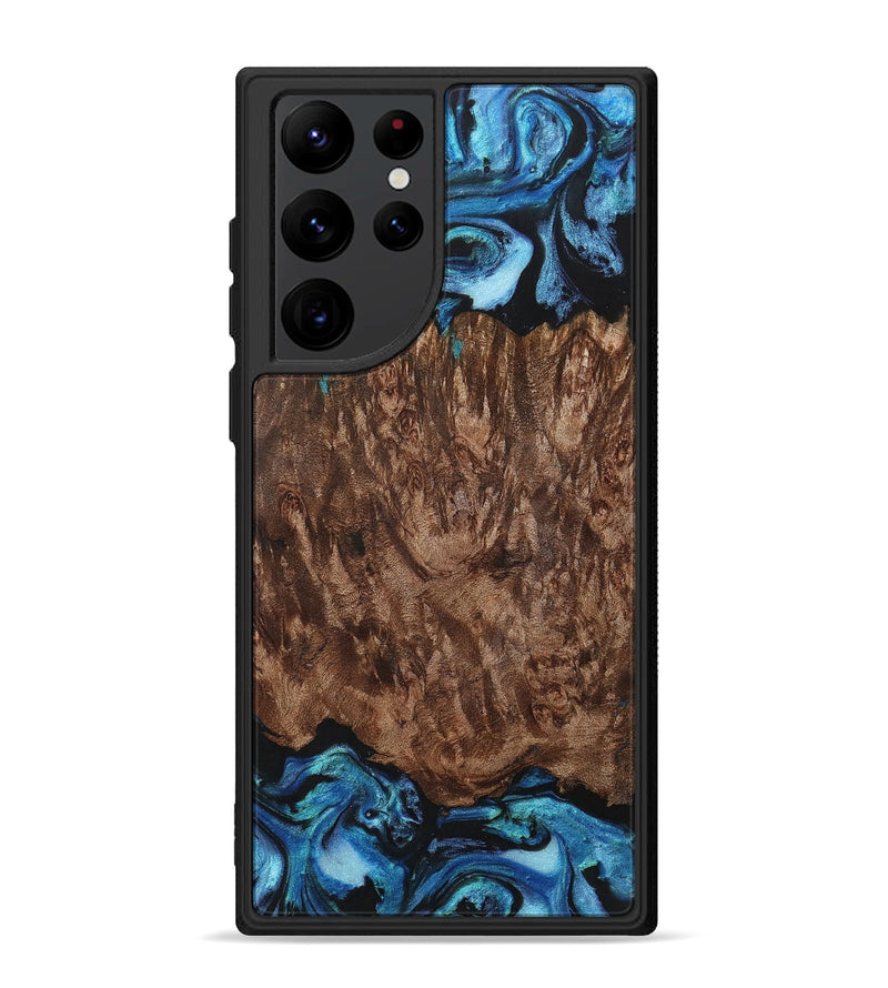 Galaxy S22 Ultra Wood+Resin Phone Case - Juanita (Blue, 701664)
