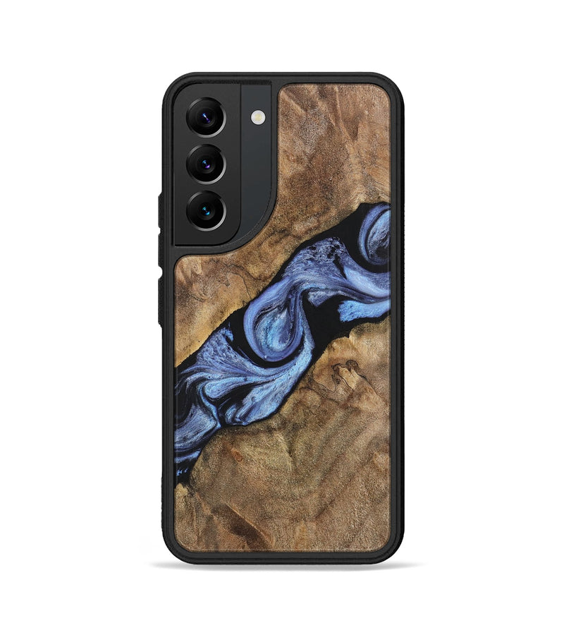 Galaxy S22 Wood+Resin Phone Case - Jaclyn (Blue, 701666)