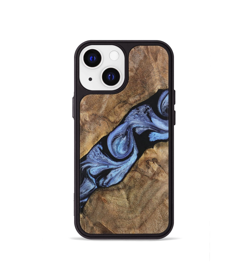 iPhone 13 mini Wood+Resin Phone Case - Jaclyn (Blue, 701666)