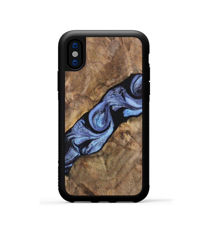 iPhone Xs Wood+Resin Phone Case - Jaclyn (Blue, 701666)