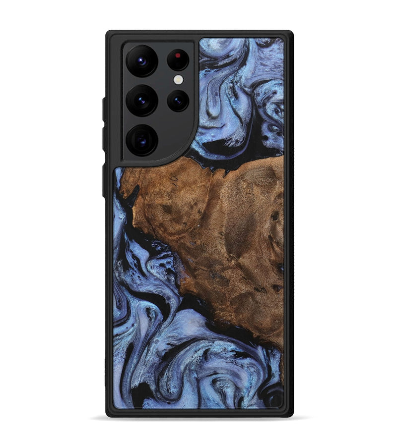 Galaxy S22 Ultra Wood+Resin Phone Case - Bobbi (Blue, 701674)