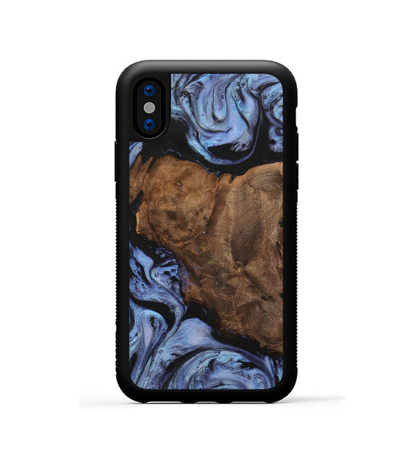 iPhone Xs Wood+Resin Phone Case - Bobbi (Blue, 701674)
