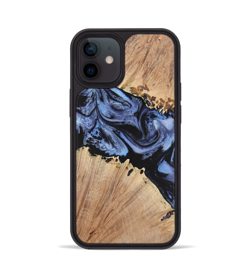 iPhone 12 Wood+Resin Phone Case - Nina (Blue, 701682)