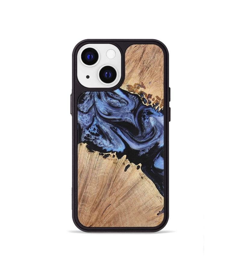 iPhone 13 mini Wood+Resin Phone Case - Nina (Blue, 701682)