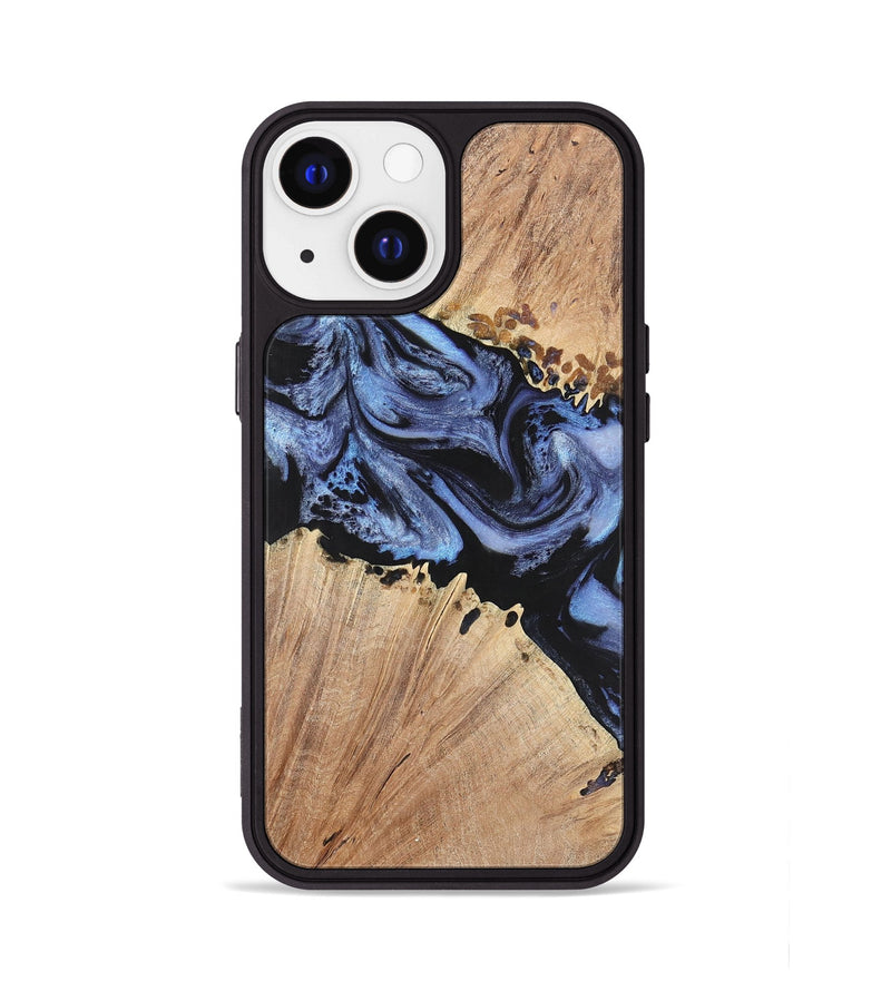 iPhone 13 Wood+Resin Phone Case - Nina (Blue, 701682)