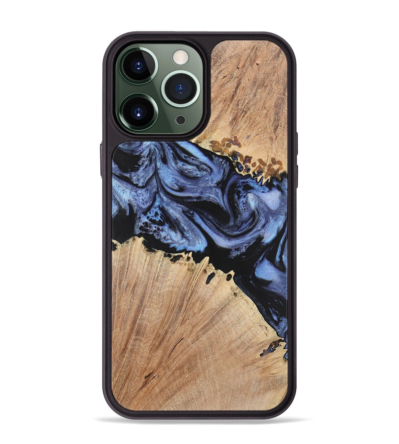 iPhone 13 Pro Max Wood+Resin Phone Case - Nina (Blue, 701682)