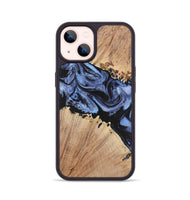 iPhone 14 Wood+Resin Phone Case - Nina (Blue, 701682)