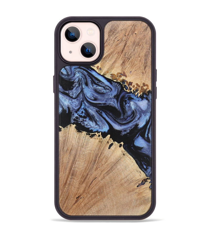 iPhone 14 Plus Wood+Resin Phone Case - Nina (Blue, 701682)