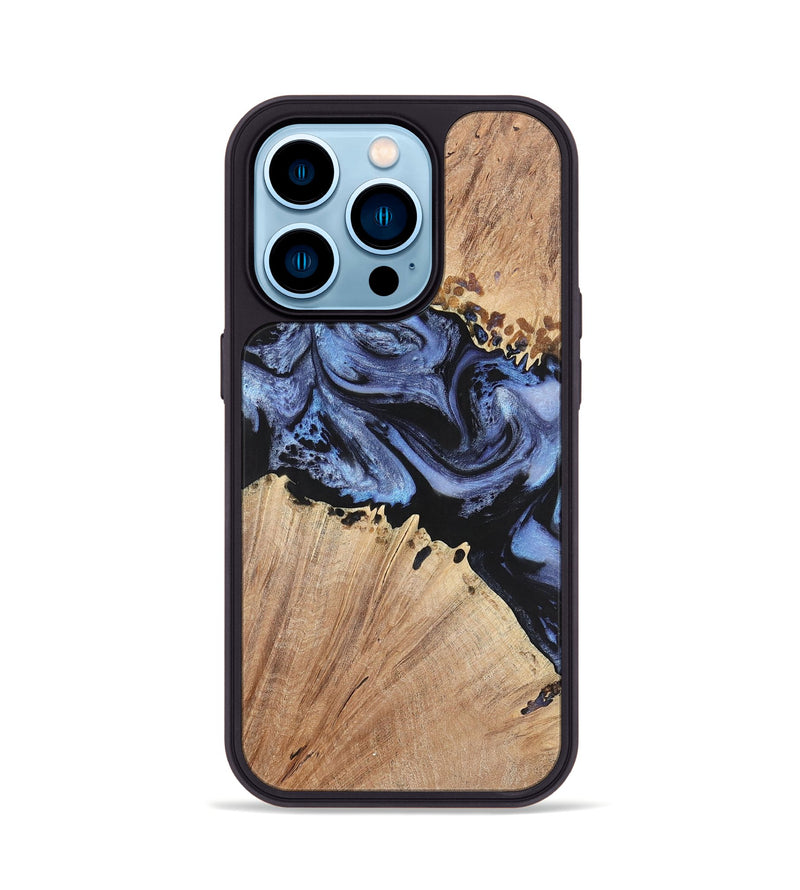 iPhone 14 Pro Wood+Resin Phone Case - Nina (Blue, 701682)