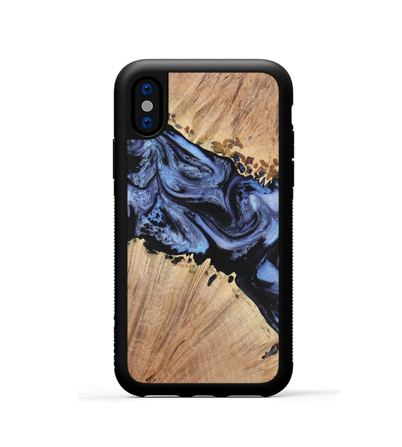 iPhone Xs Wood+Resin Phone Case - Nina (Blue, 701682)