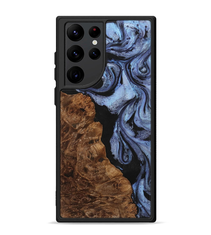 Galaxy S22 Ultra Wood+Resin Phone Case - Gianni (Blue, 701684)