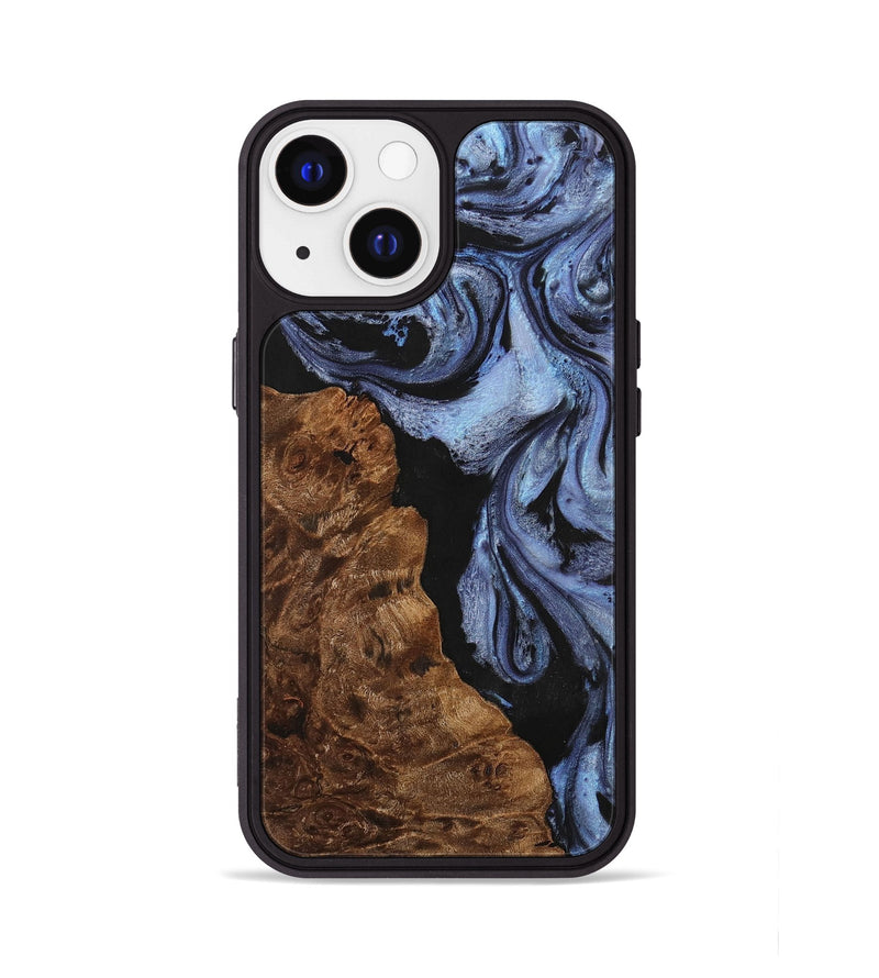 iPhone 13 Wood+Resin Phone Case - Gianni (Blue, 701684)