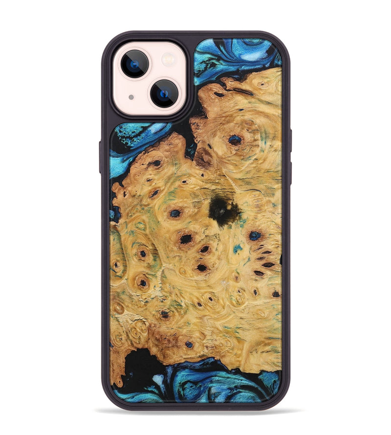 iPhone 14 Plus Wood+Resin Phone Case - Vicky (Blue, 701687)