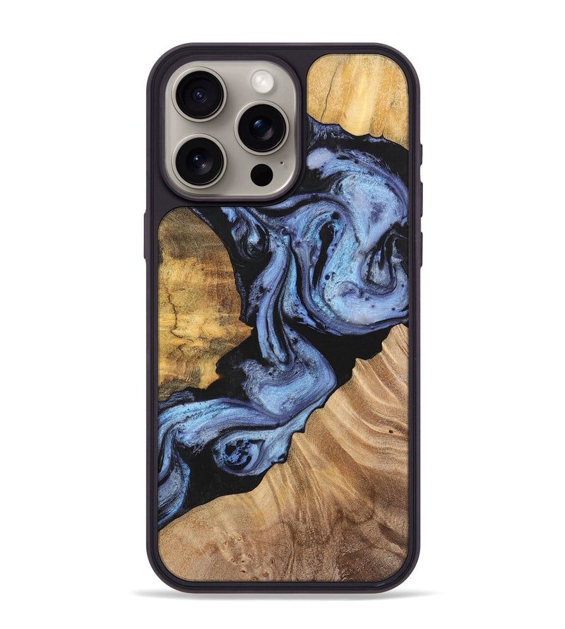 iPhone 15 Pro Max Wood+Resin Phone Case - Rosa (Blue, 701688)