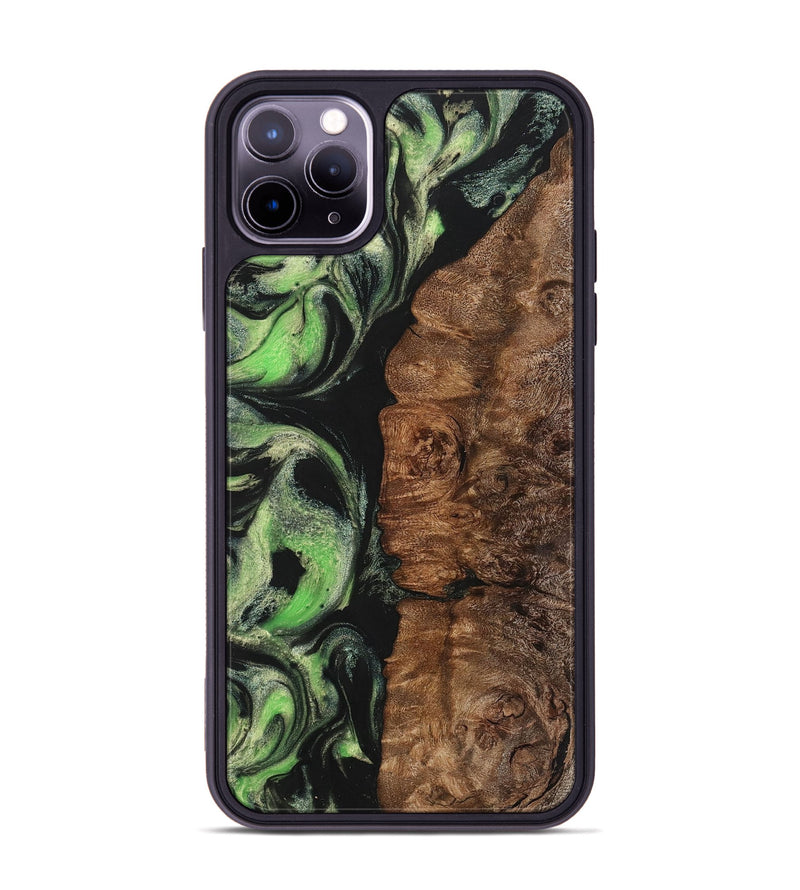 iPhone 11 Pro Max Wood+Resin Phone Case - Charles (Green, 701737)