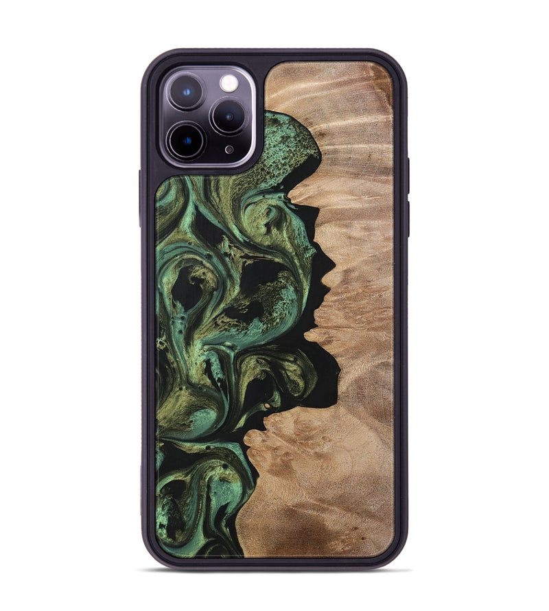 iPhone 11 Pro Max Wood+Resin Phone Case - Parker (Green, 701738)
