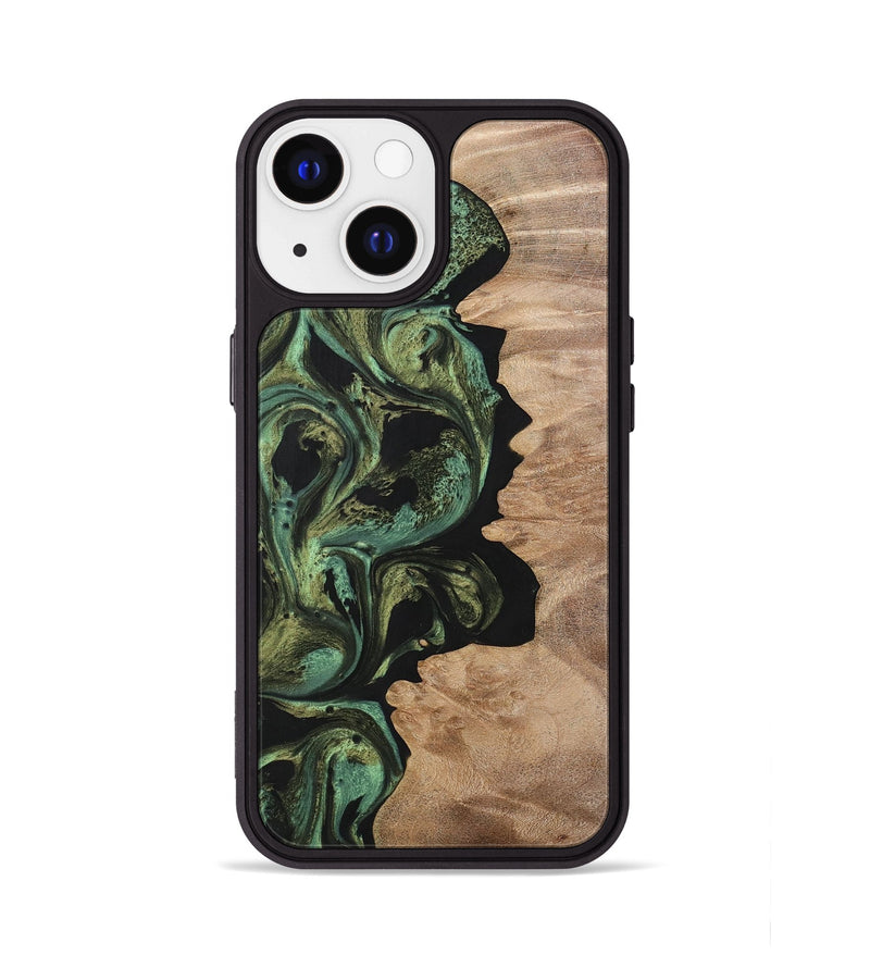 iPhone 13 Wood+Resin Phone Case - Parker (Green, 701738)