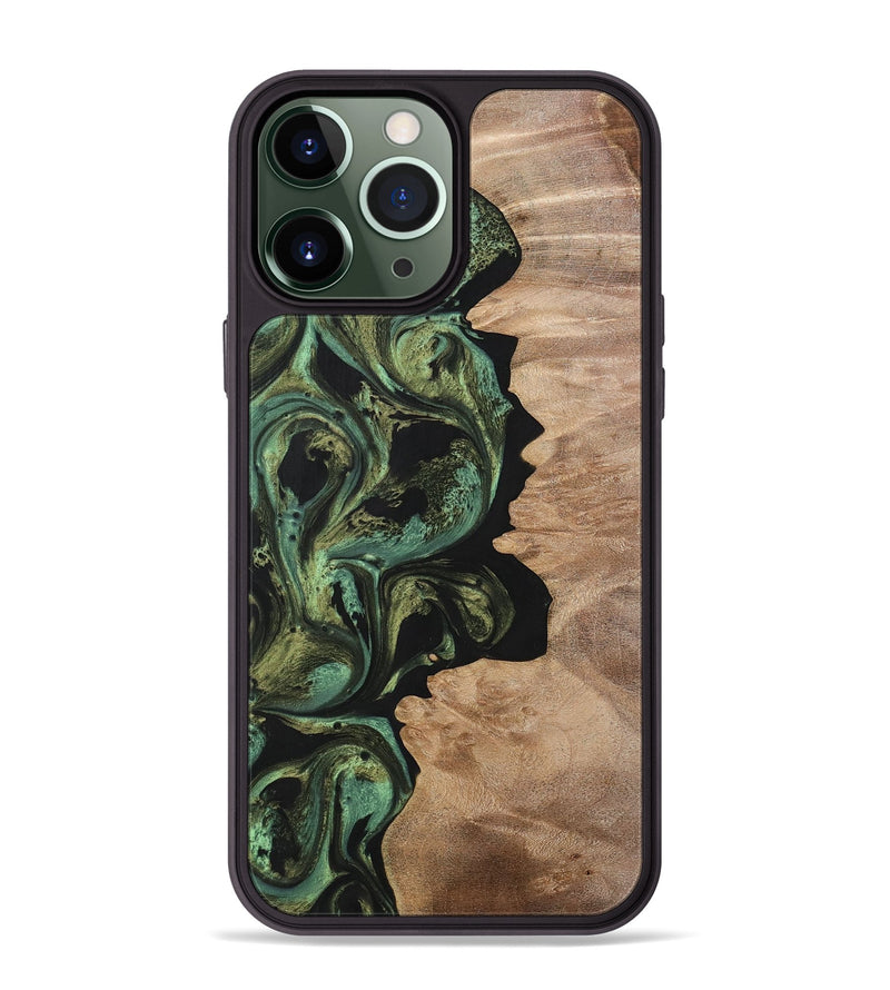 iPhone 13 Pro Max Wood+Resin Phone Case - Parker (Green, 701738)
