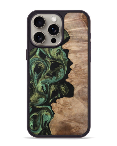 iPhone 15 Pro Max Wood+Resin Phone Case - Parker (Green, 701738)