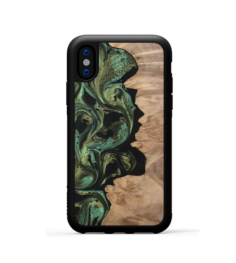 iPhone Xs Wood+Resin Phone Case - Parker (Green, 701738)
