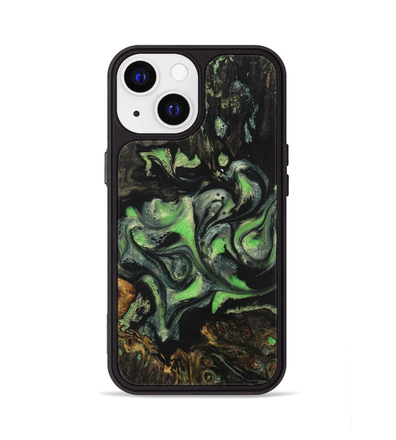iPhone 13 Wood+Resin Phone Case - Richard (Green, 701739)