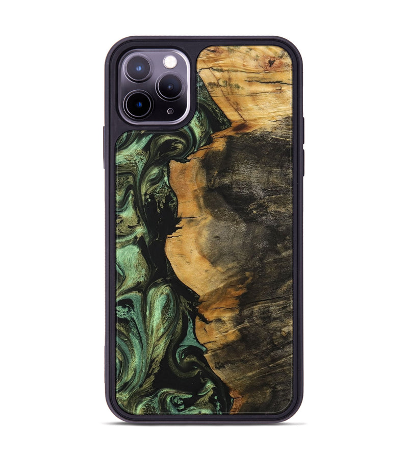 iPhone 11 Pro Max Wood+Resin Phone Case - Paul (Green, 701745)