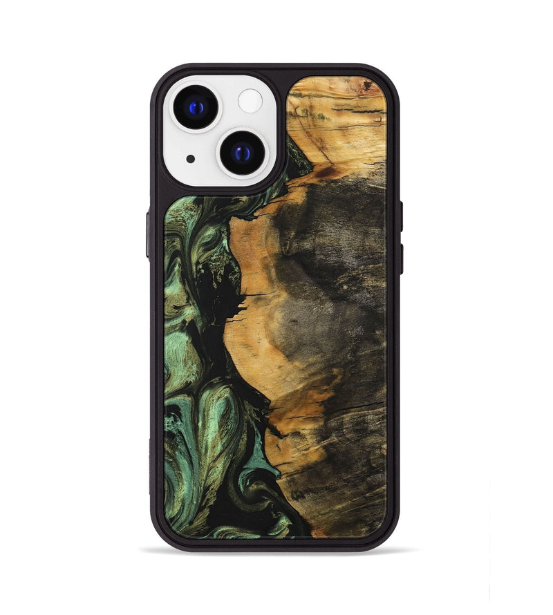 iPhone 13 Wood+Resin Phone Case - Paul (Green, 701745)