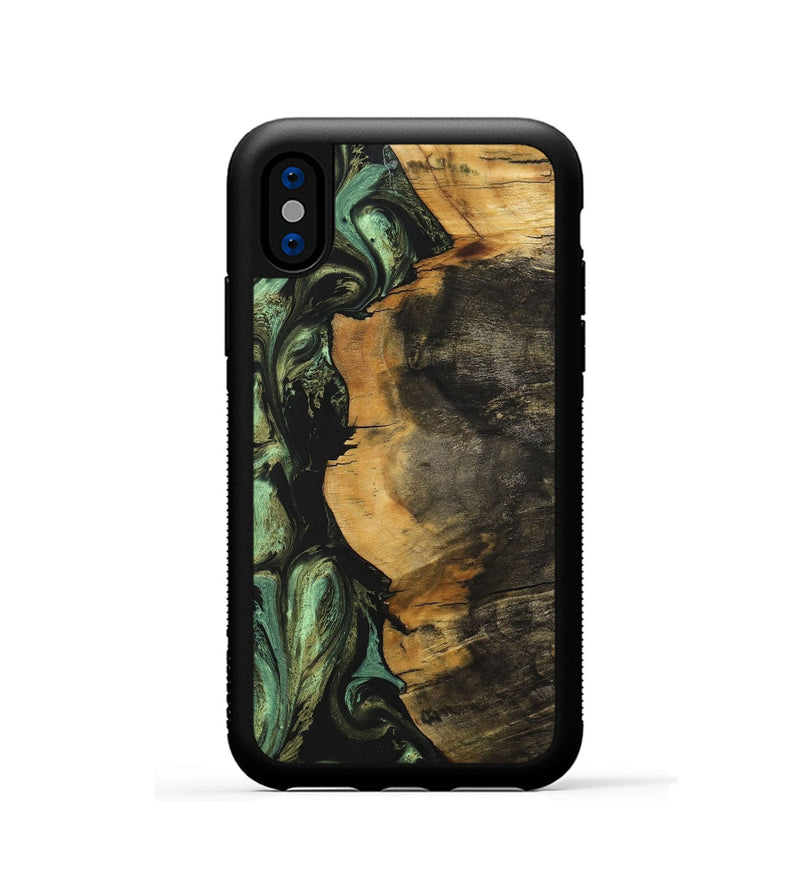 iPhone Xs Wood+Resin Phone Case - Paul (Green, 701745)