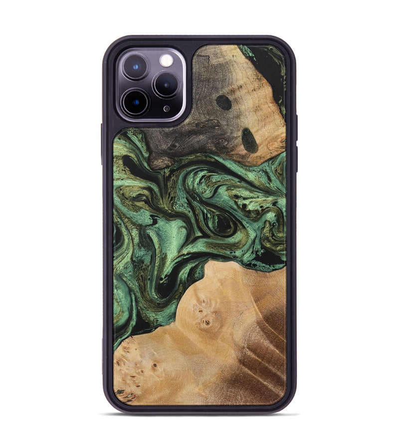 iPhone 11 Pro Max Wood+Resin Phone Case - Brock (Green, 701749)