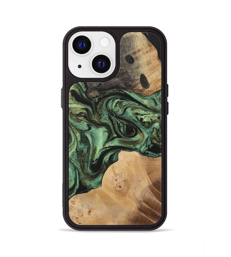 iPhone 13 Wood+Resin Phone Case - Brock (Green, 701749)