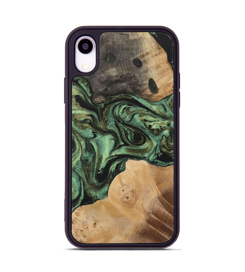 iPhone Xr Wood+Resin Phone Case - Brock (Green, 701749)