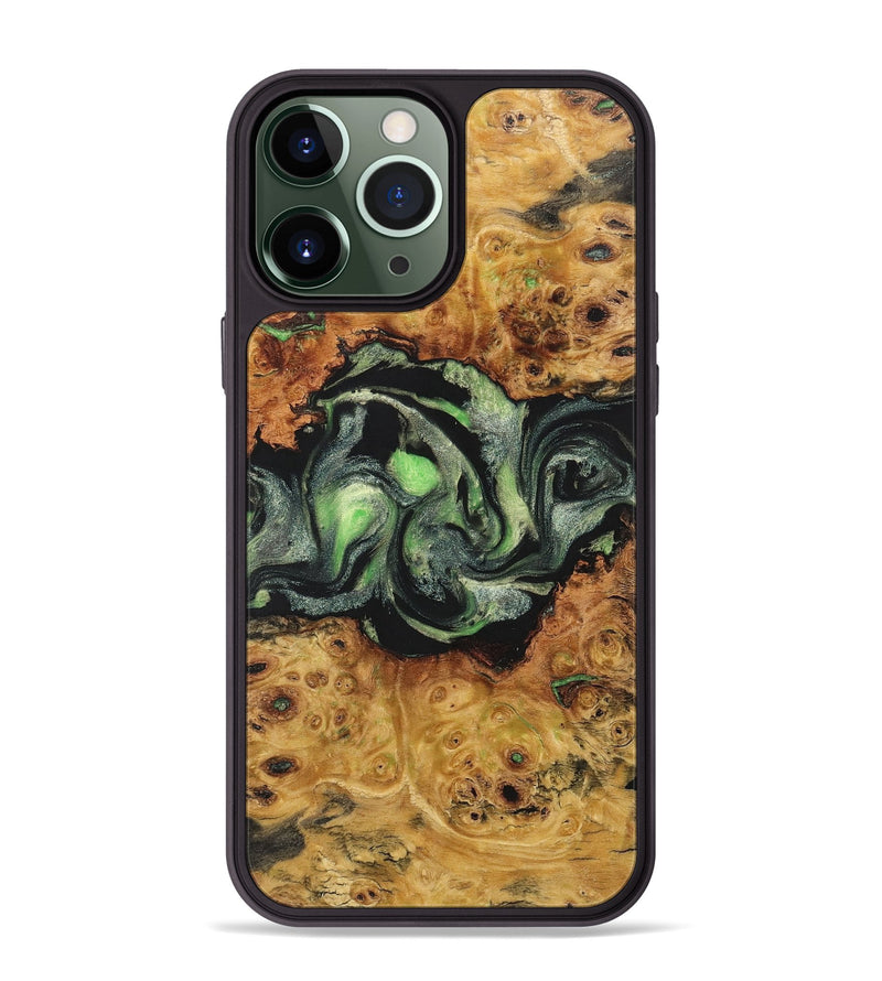 iPhone 13 Pro Max Wood+Resin Phone Case - Garrett (Green, 701752)
