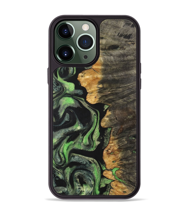 iPhone 13 Pro Max Wood+Resin Phone Case - Cyrus (Green, 701753)